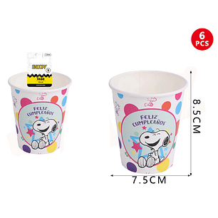 Vaso de Cartón Snoopy Puntos 250ML 6pcs
