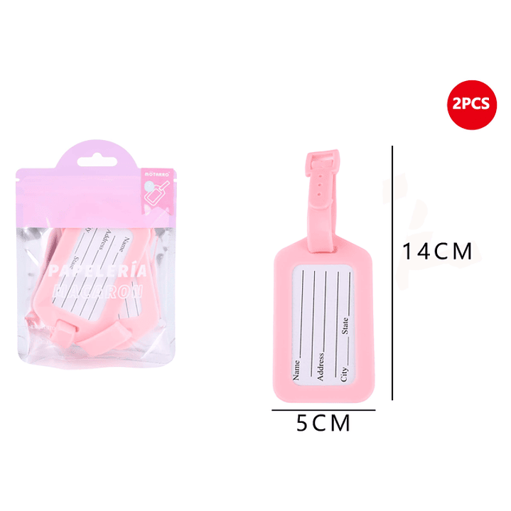 Etiqueta Equipaje Rosa 14*5cm 2pcs 1