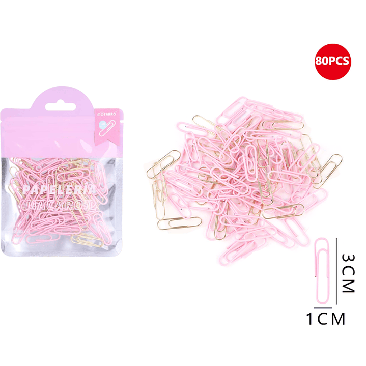 Clips de Papel Rosa 28mm 80pcs 1