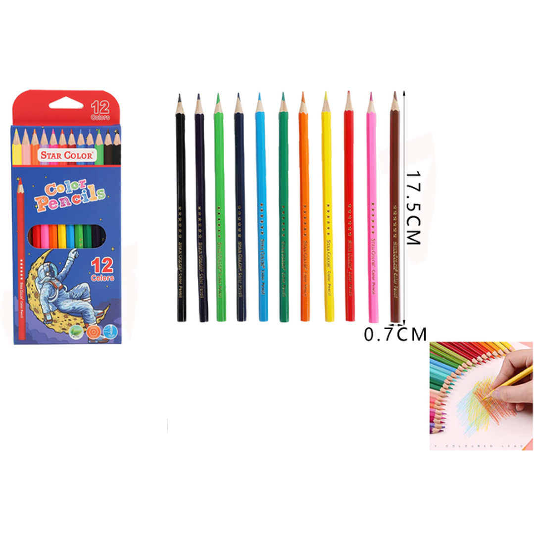 Lápices de Colores Astronauta 17.5cm 12pcs 1