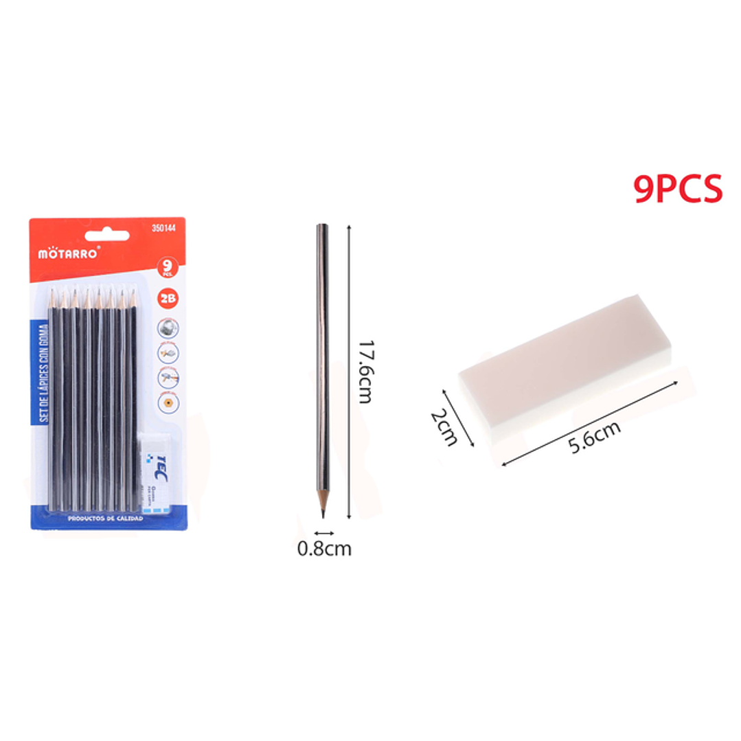 Set Lapices Grafitosgoma De Borrar 8Pcs 2B 1