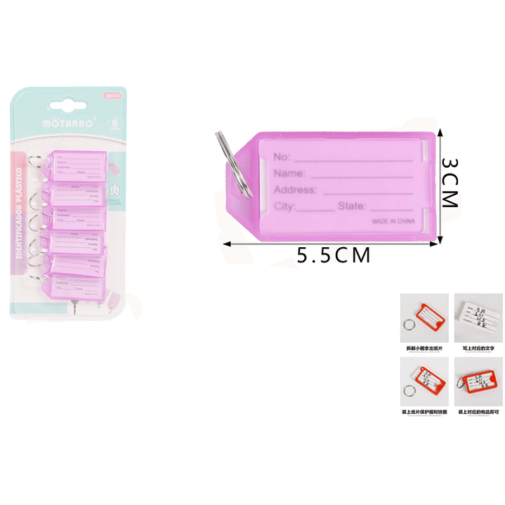 Llaveros Identificador Morado Trasparente 6pcs 1