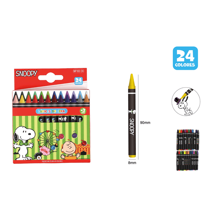 Lápices de Cera Snoopy Circo 24pcs 1