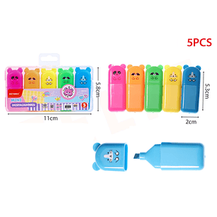 Set de destacadores ositos en caja 5pcs