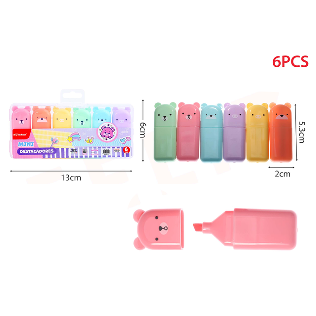 Set De Destacadores Ositos En Caja Pastel 6Pcs 1