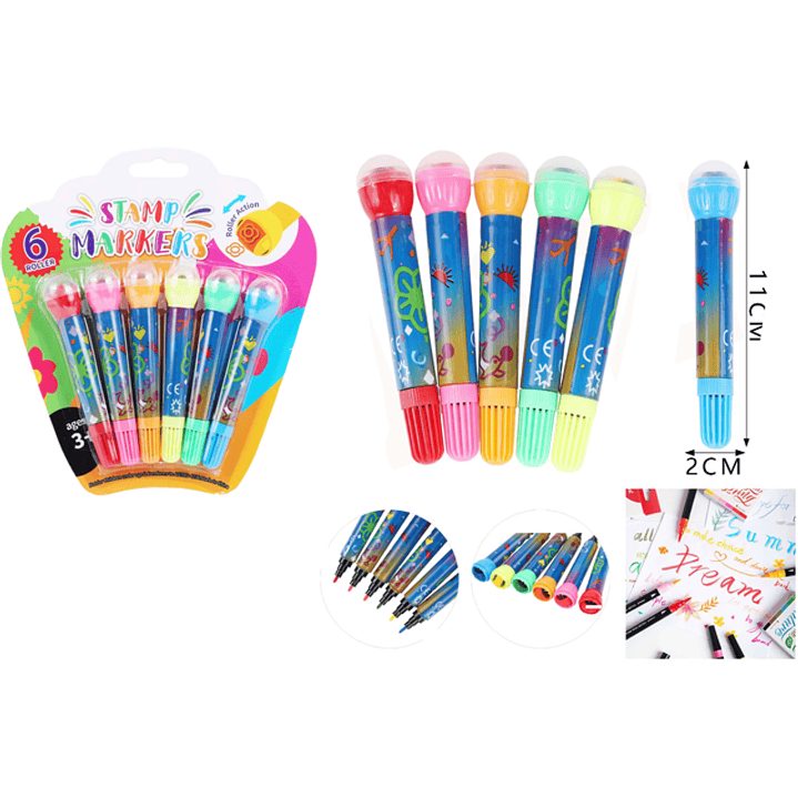 Plumones con Timbres 11cm 6pcs 1