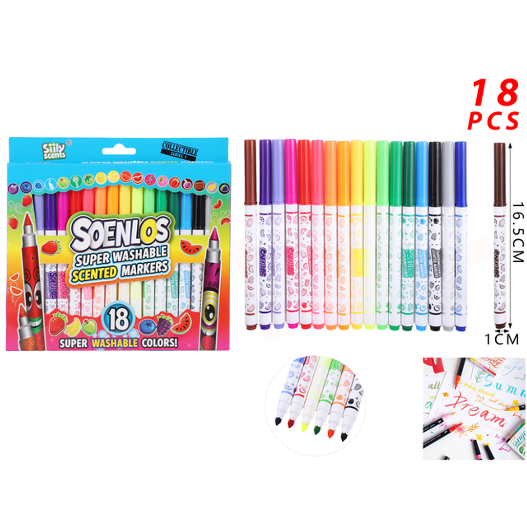 Marcadores De Color Lavable 165Cm 18Pcs 1