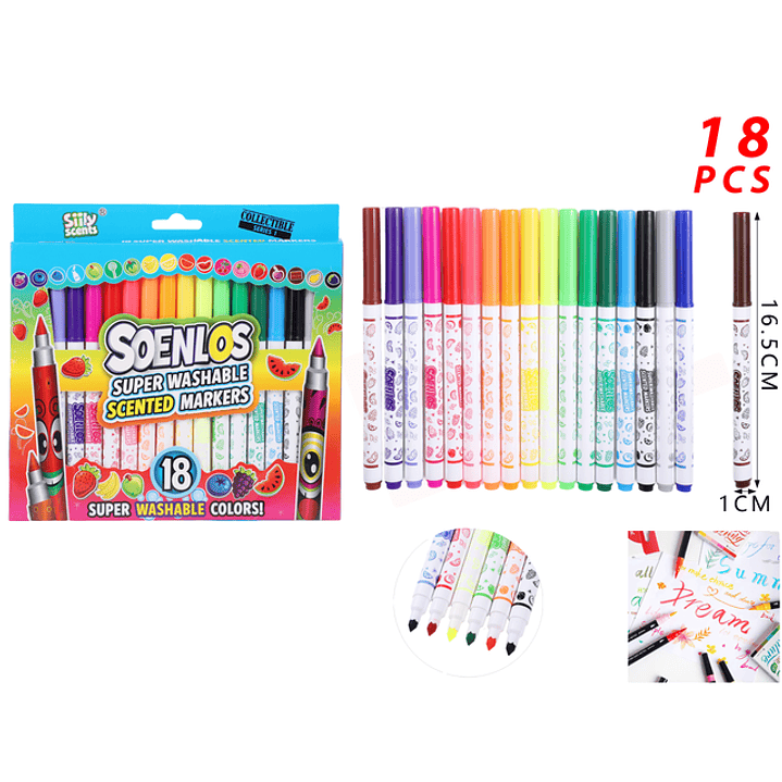Marcadores De Color Lavable 165Cm 18Pcs 1