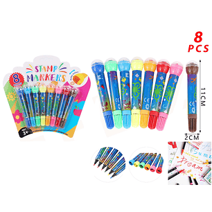Plumones con Timbres 11cm 8pcs