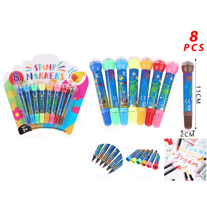 Plumones con Timbres 11cm 8pcs 1