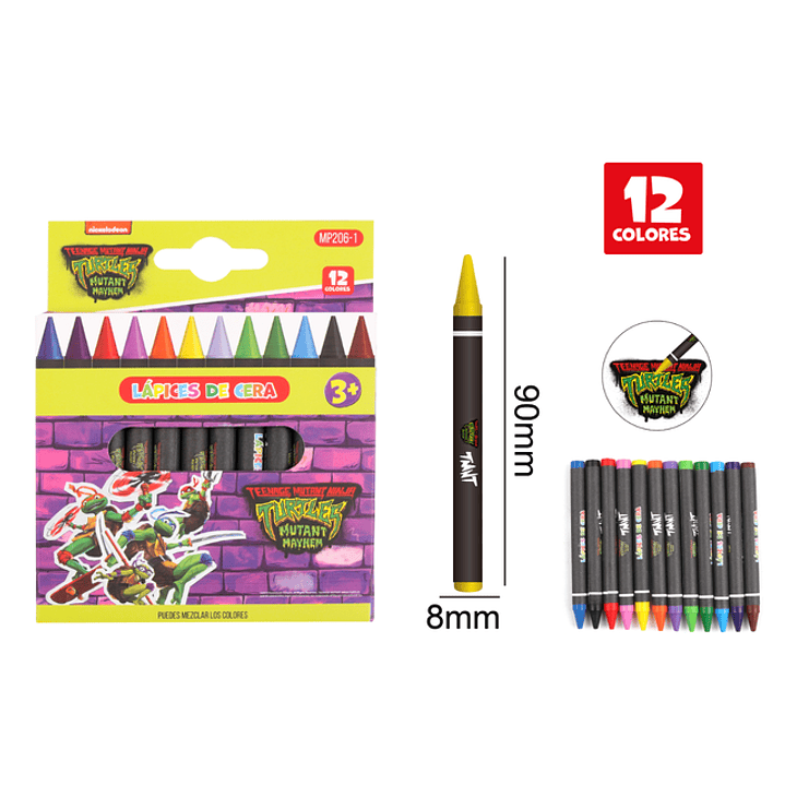 Lápices de Cera Tortugas Ninja V1 8*90mm 12Colores 1