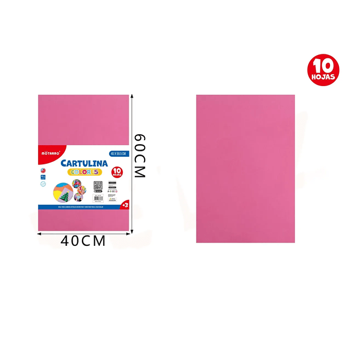 Cartulina Rosado 60 x 40cm 10 Hojas 1