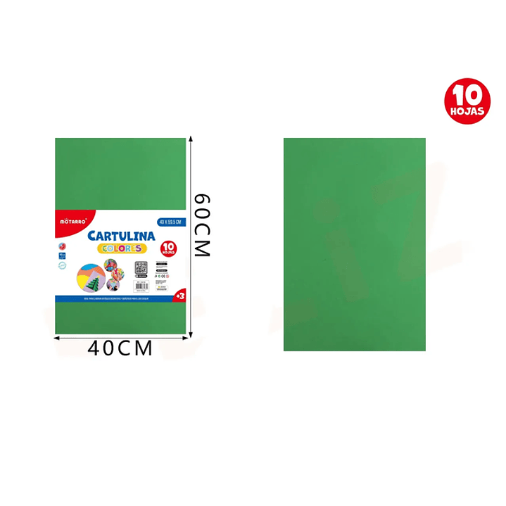 Cartulina Verde Claro 60 x 40cm 10 Hojas 1