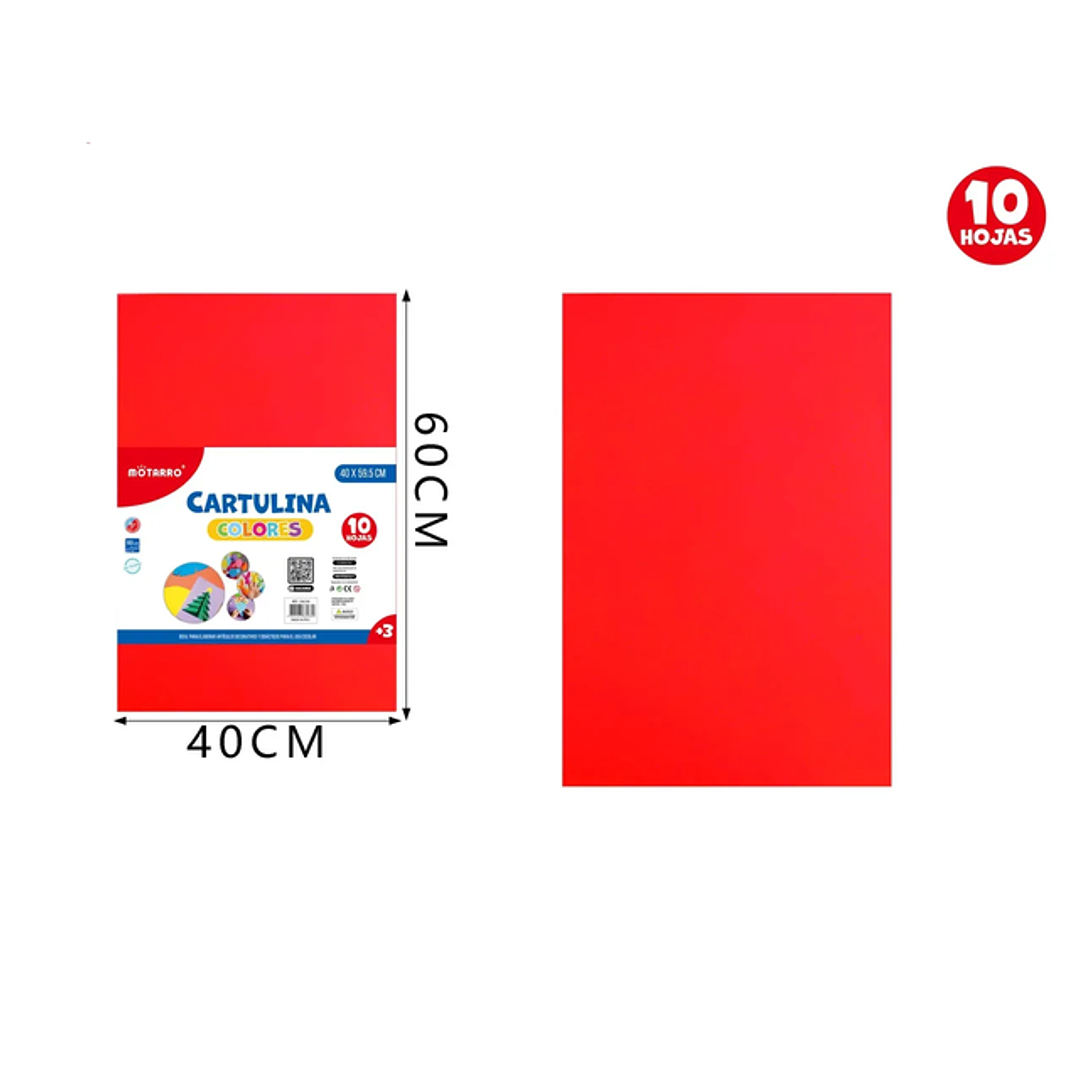 Cartulina Roja 60 x 40cm 10 Hojas 1