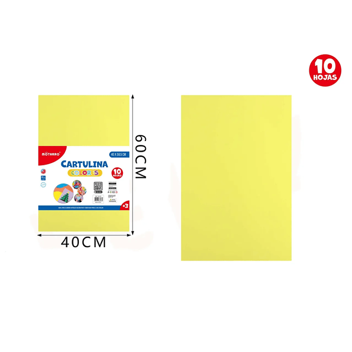 Cartulina Amarillo 60 x 40cm 10 Hojas 1