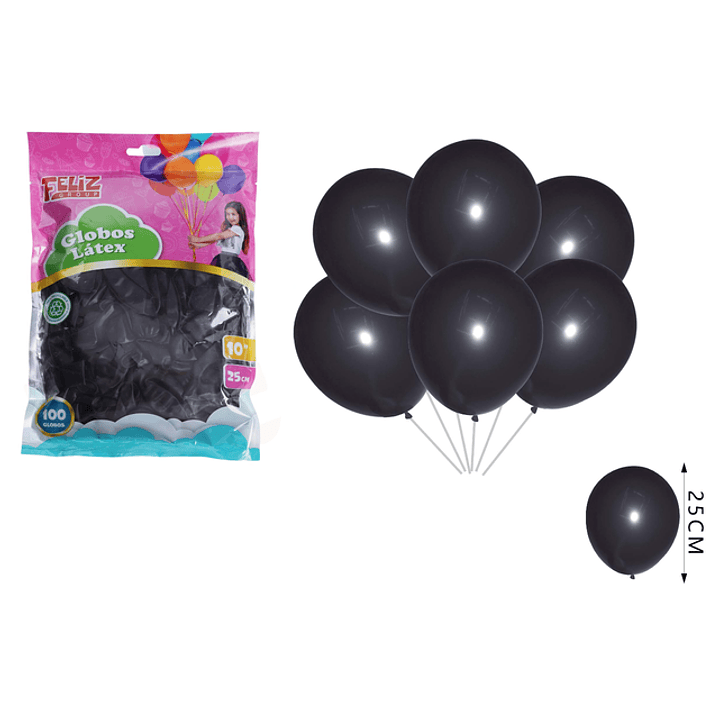 Globos Negro 25cm 100pcs 1
