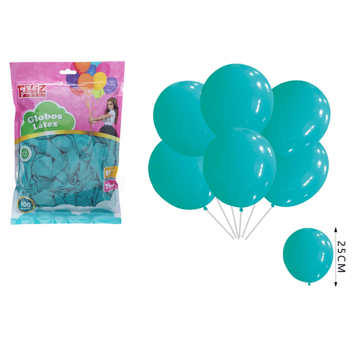 Globos Celeste Cian 25cm 100pcs 1