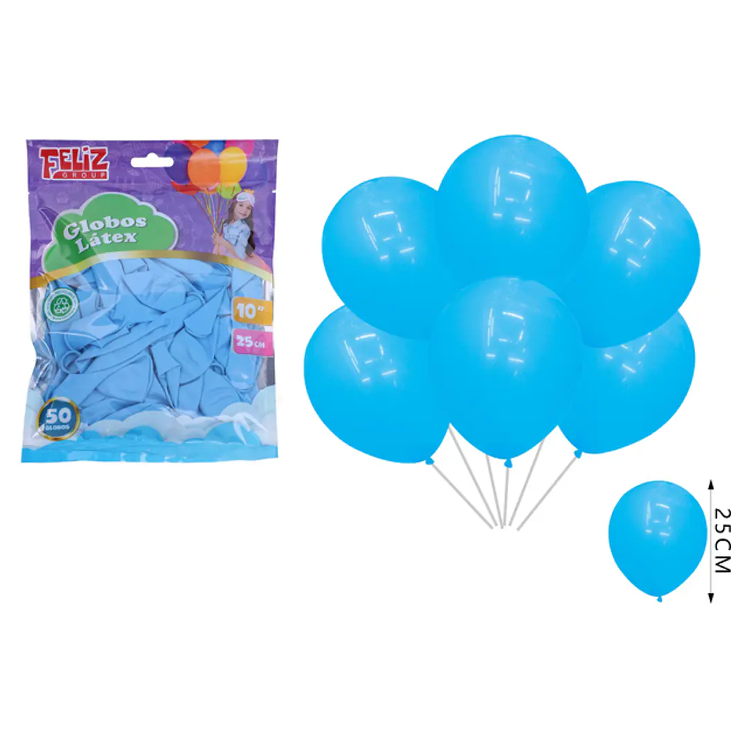 Globos Celeste 25cm 50pcs 1
