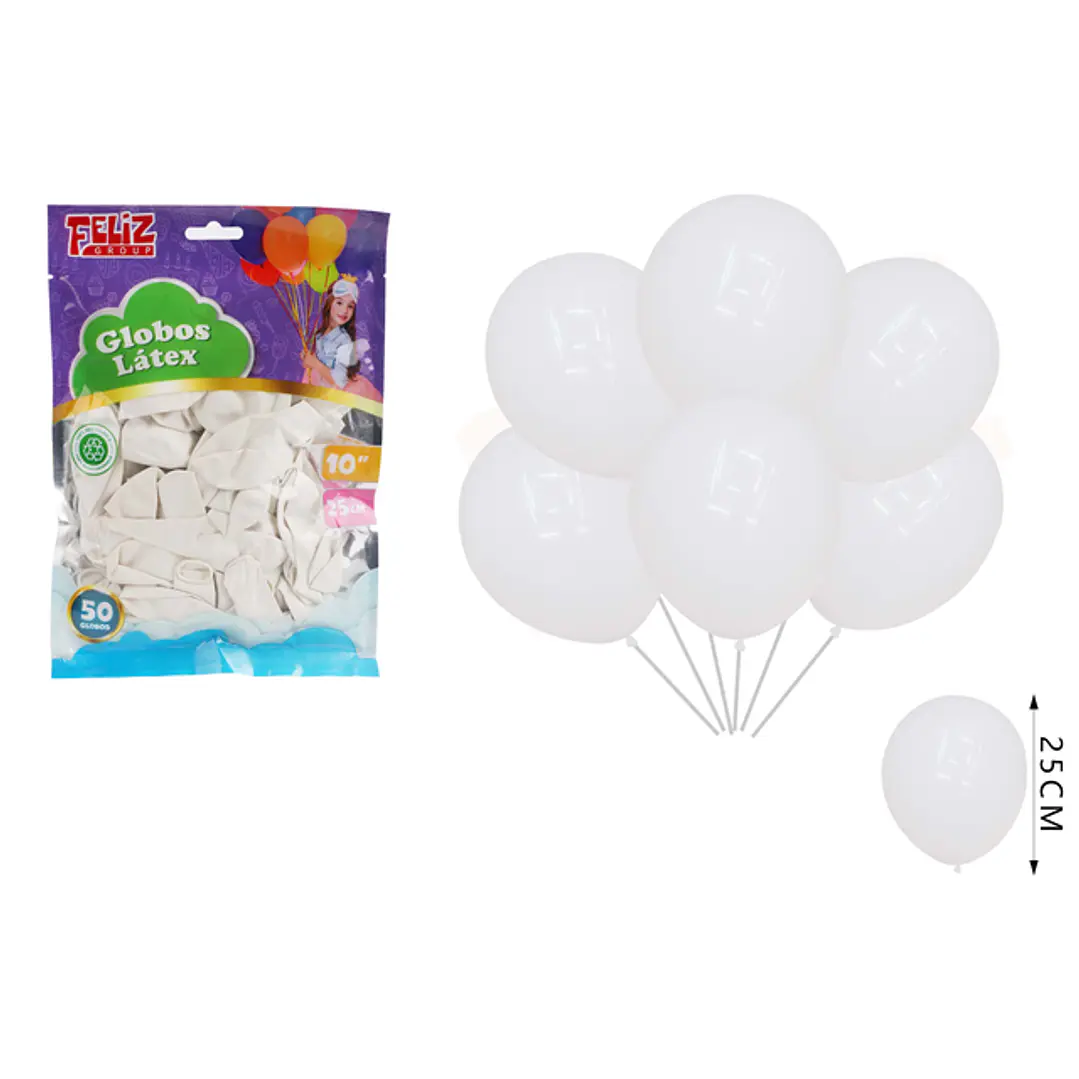 Globos Blanco 25cm 50pcs 1