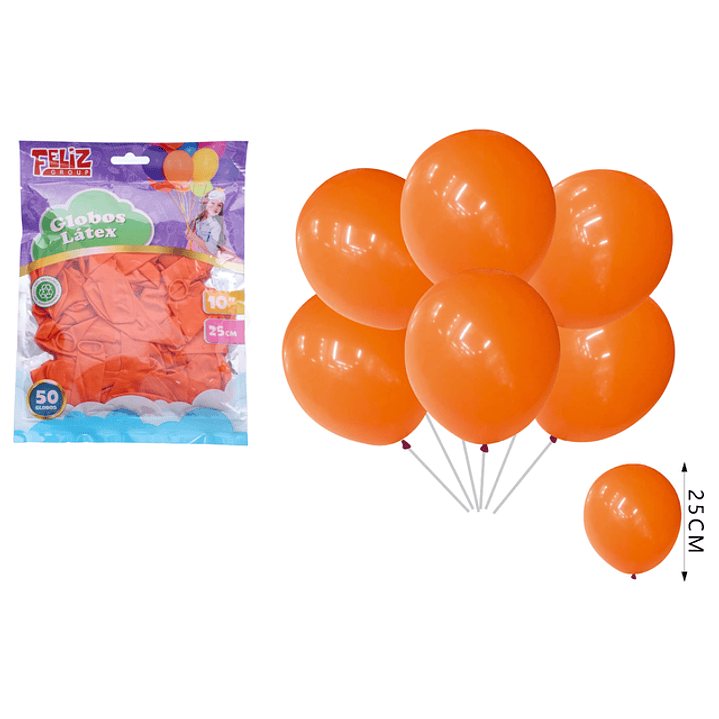 Globos Naranjo 25 cm 50 pcs 1