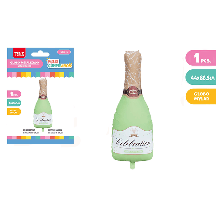 Globo Metalizado Verde Champagne 44cm 1