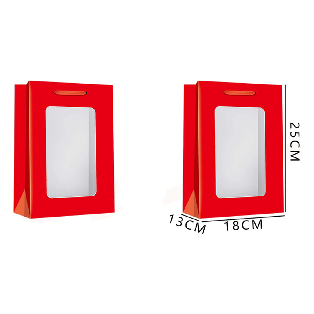 Bolsa de Regalo M Rojo detalle transparente 25*18*13cm 1