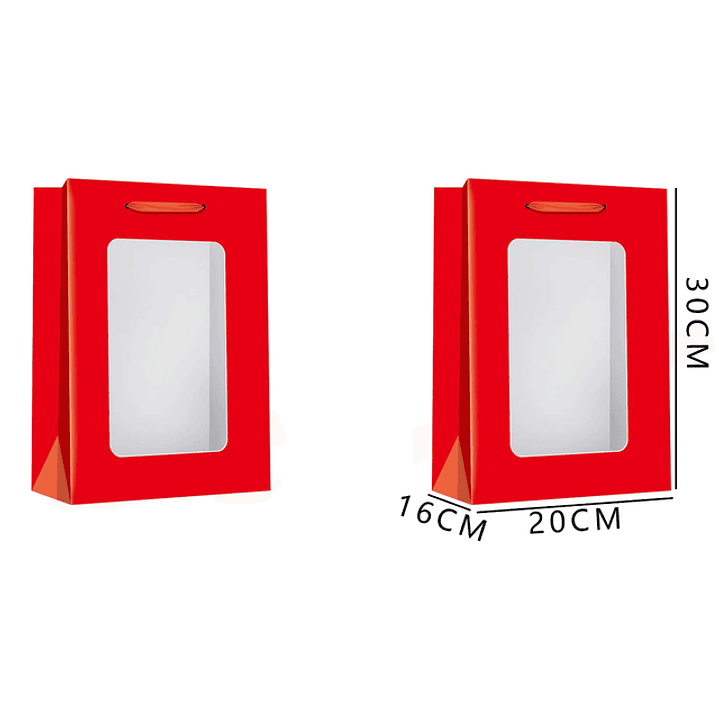 Bolsa de Regalo L Rojo detalle transparente 30*20*16cm 1