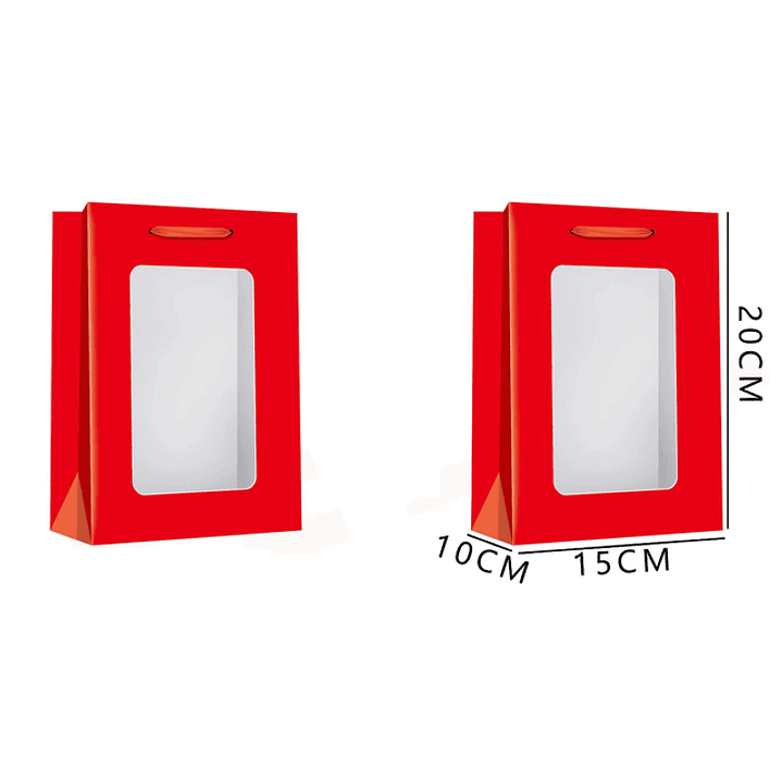 Bolsa de Regalo S Rojo detalle transparente 20*15*10cm 1