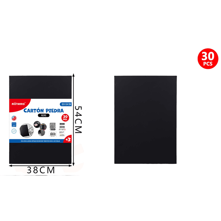 Cartón Piedra Negro Doble 38*54cm 30pcs 1