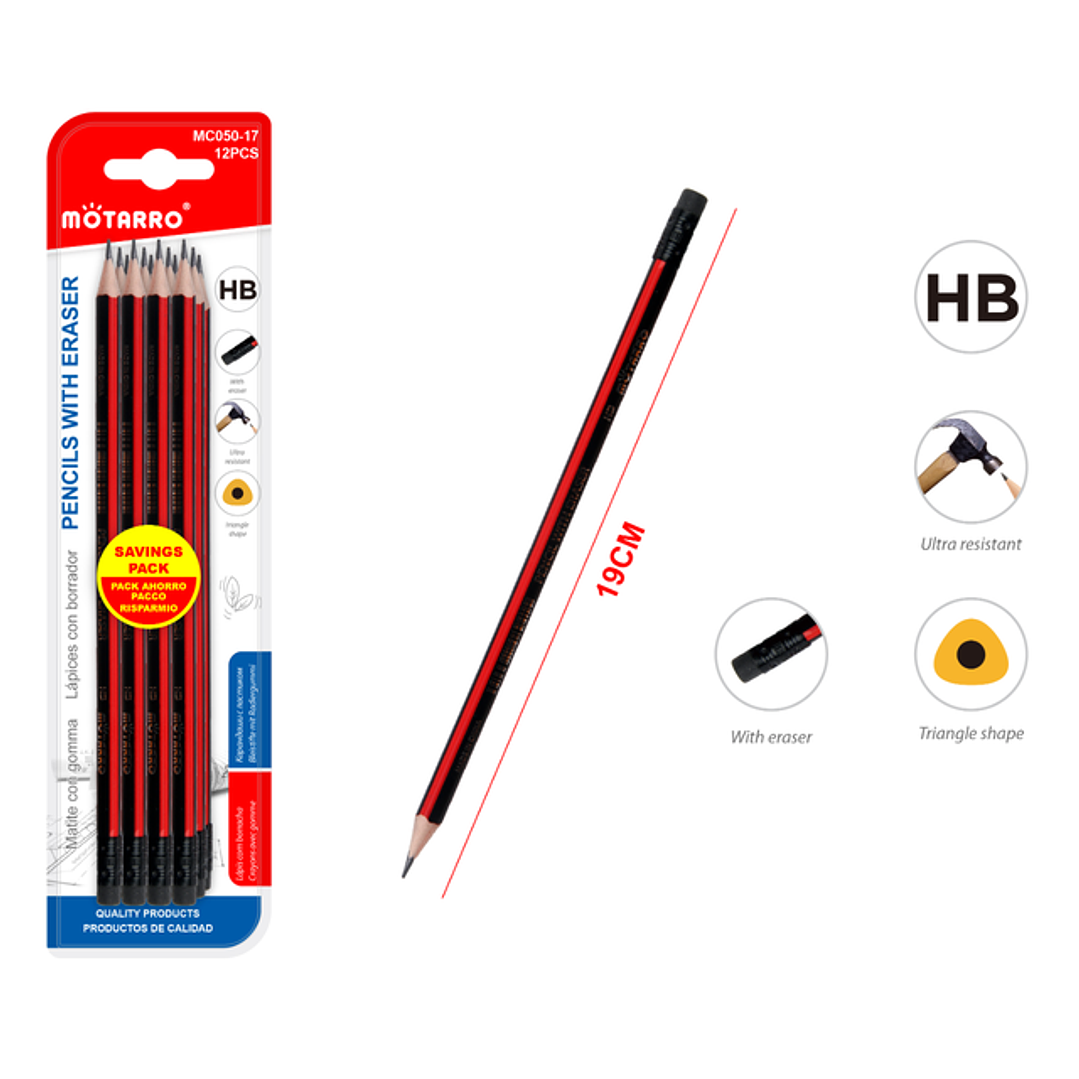 Lapiz Grafito Rojo Hb 12Pcs 1