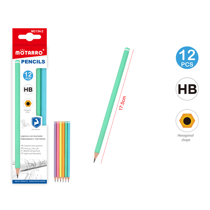 Lápiz Grafito Pasteles HB 12pcs 1