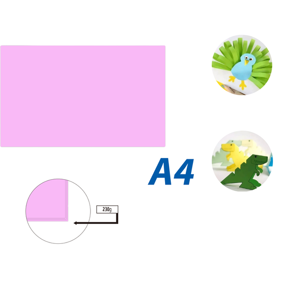 Cartulina Rosado Pastel 50pcs A4 230G 21x29.7cm 1