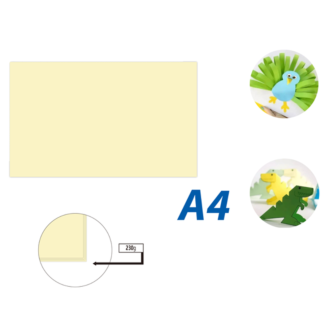 Cartulina Amarillo Pastel 50pcs A4 230G 21x29.7cm 1