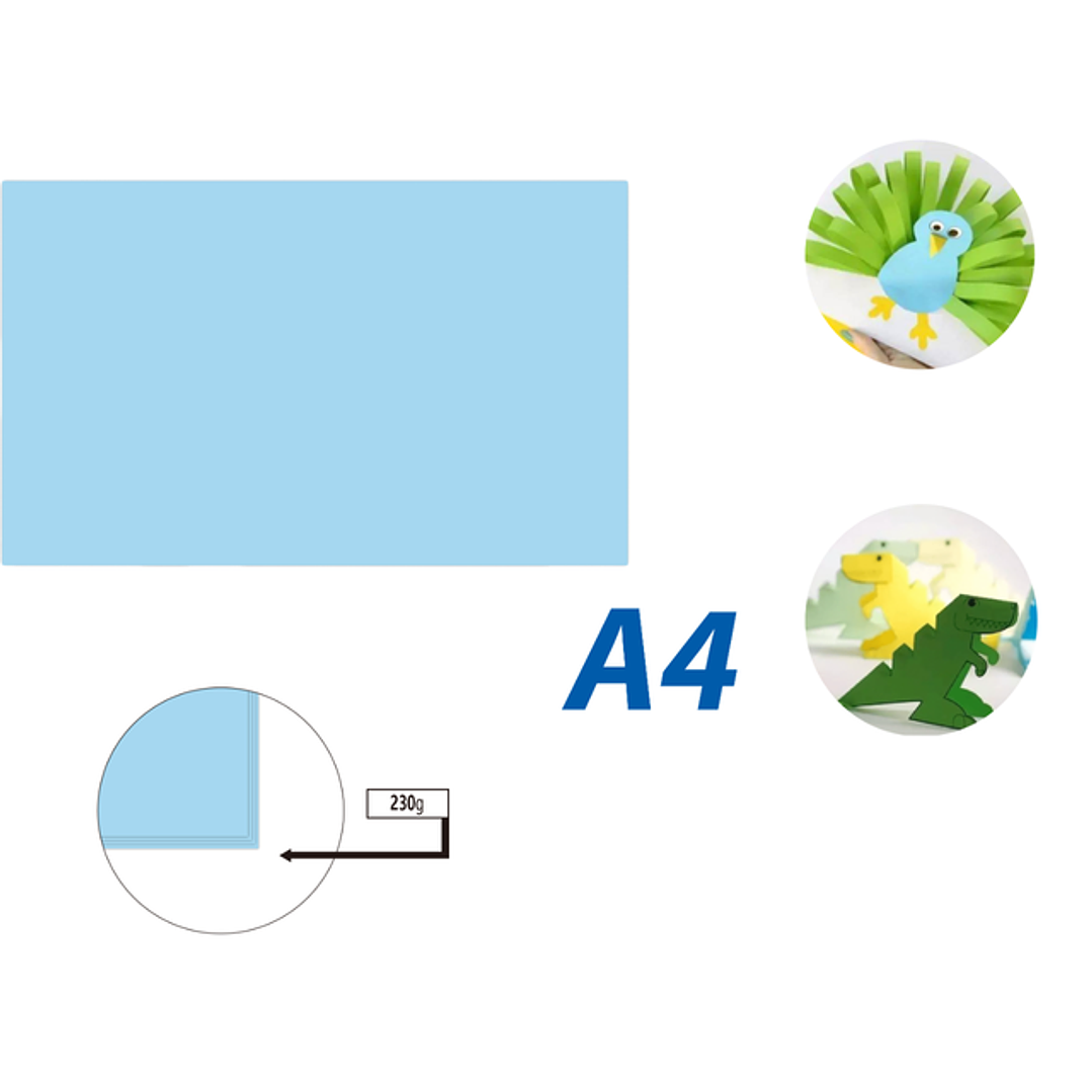 Cartulina Celeste Pastel 50pcs A4 230G 21x29.7cm 1