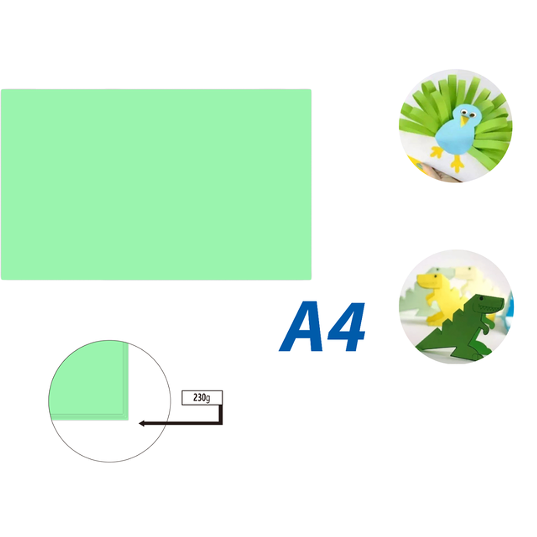 Cartulina Verde Pastel 50pcs A4 230G 21x29.7cm 1