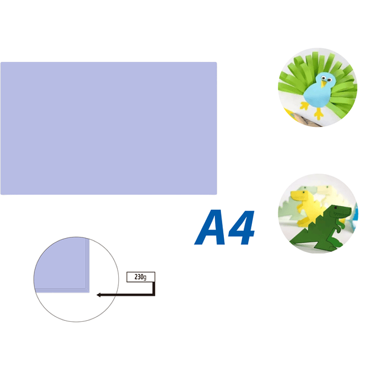 Cartulina Morado Pastel 50pcs A4 230G 21x29.7cm 1