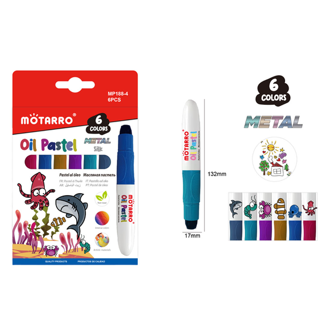 Lápices de Cera Metalizado Jumbo 6pcs 1