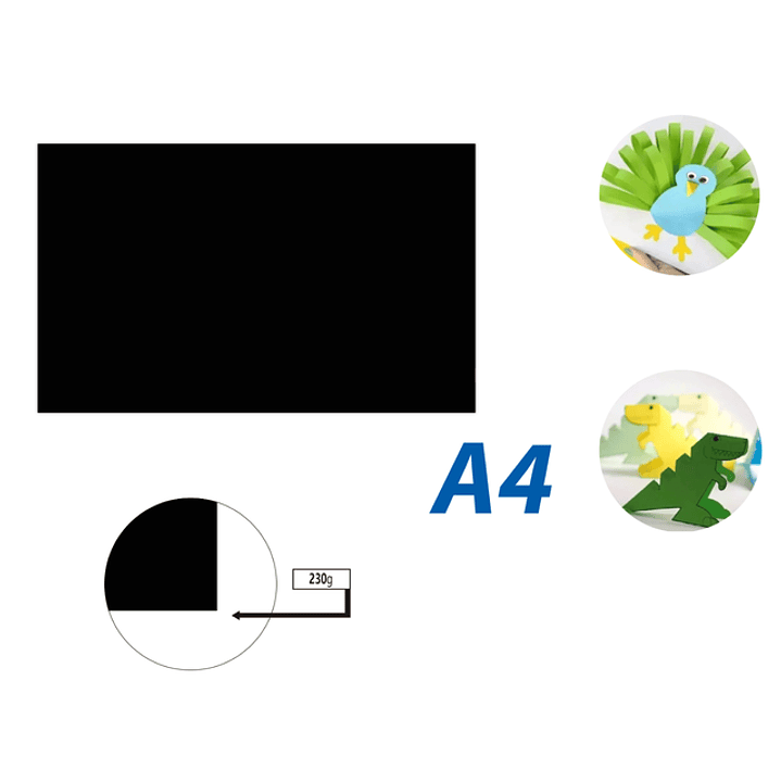 Cartulina Negro 50pcs A4 230G 21x29.7cm 1