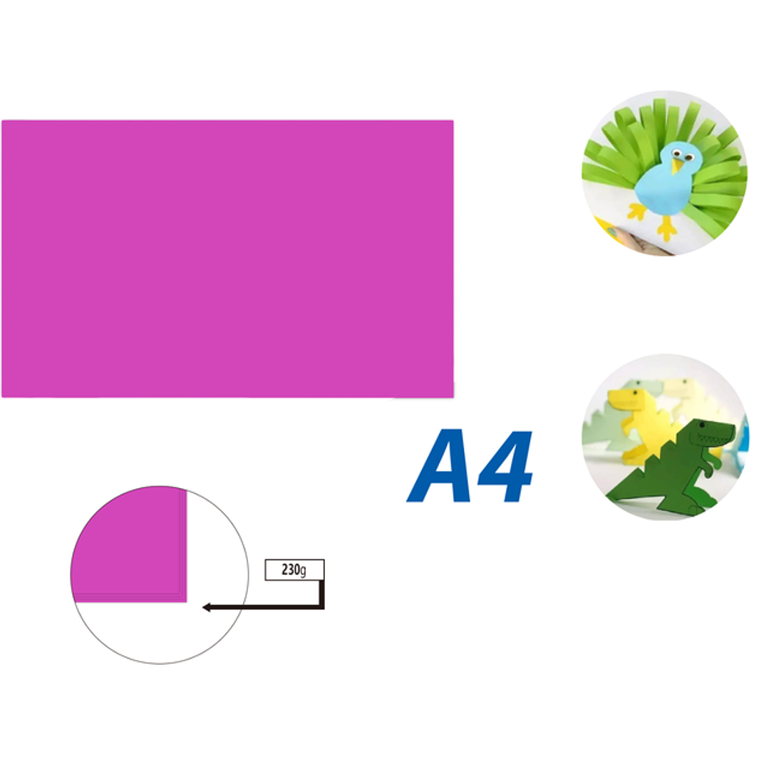 Cartulina Fucsia 50pcs A4 230G 21x29.7cm 1