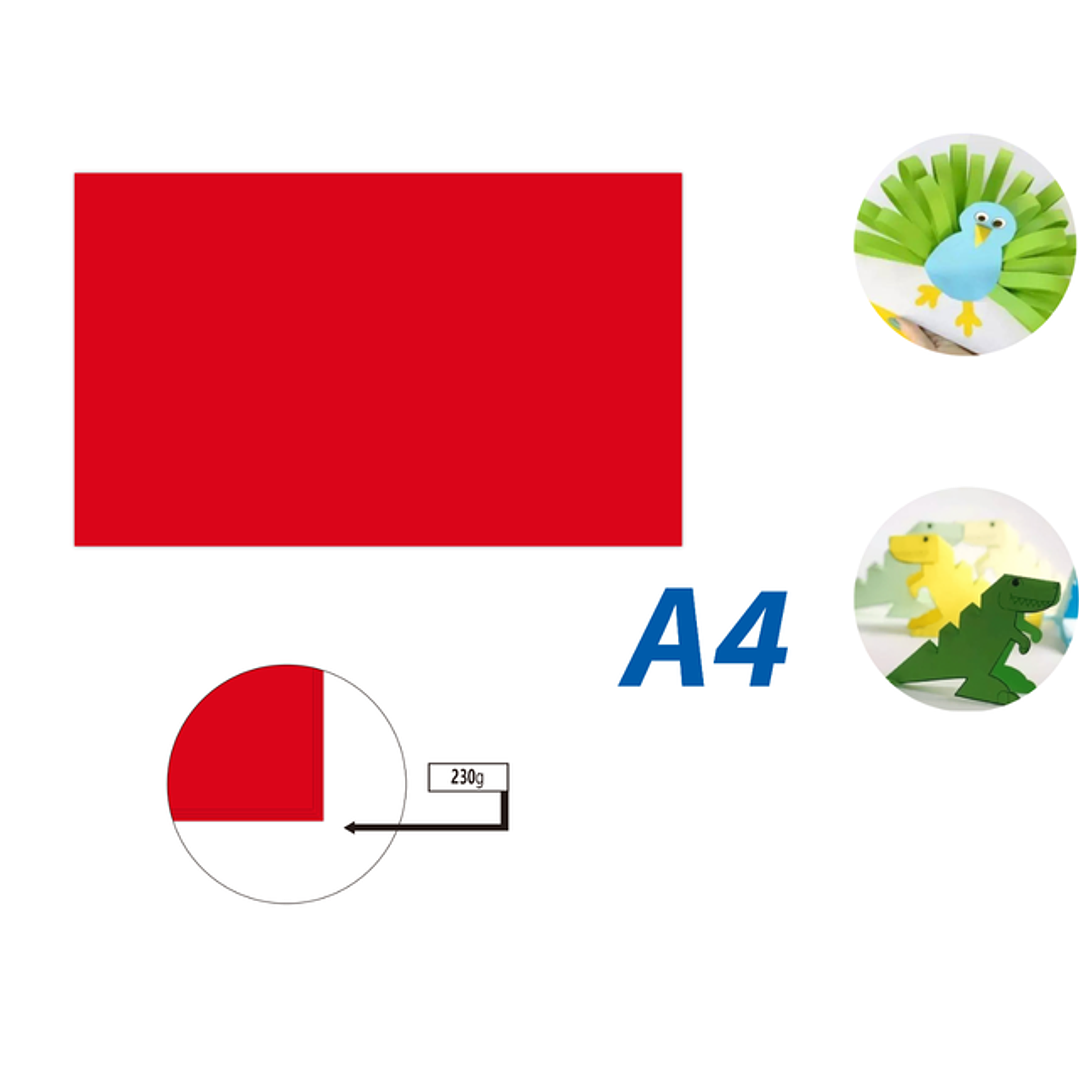 Cartulina Rojo 50pcs A4 230G 21x29.7cm 1