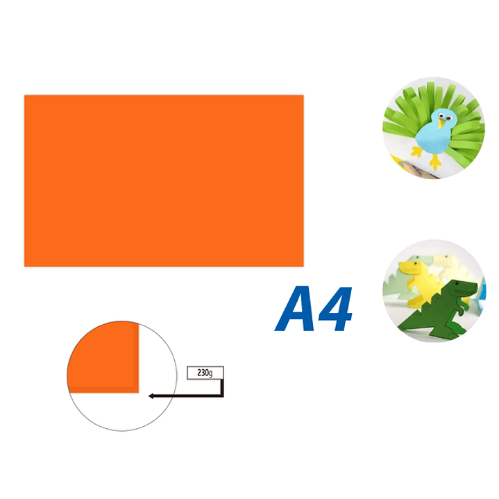 Cartulina Naranja 50pcs A4 230G 21x29.7cm 1