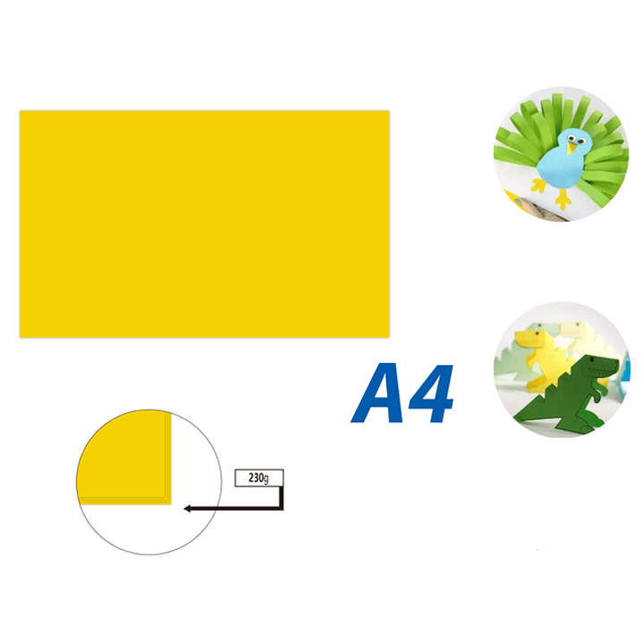 Cartulina Amarillo 50pcs A4 230G 21x29.7cm 1