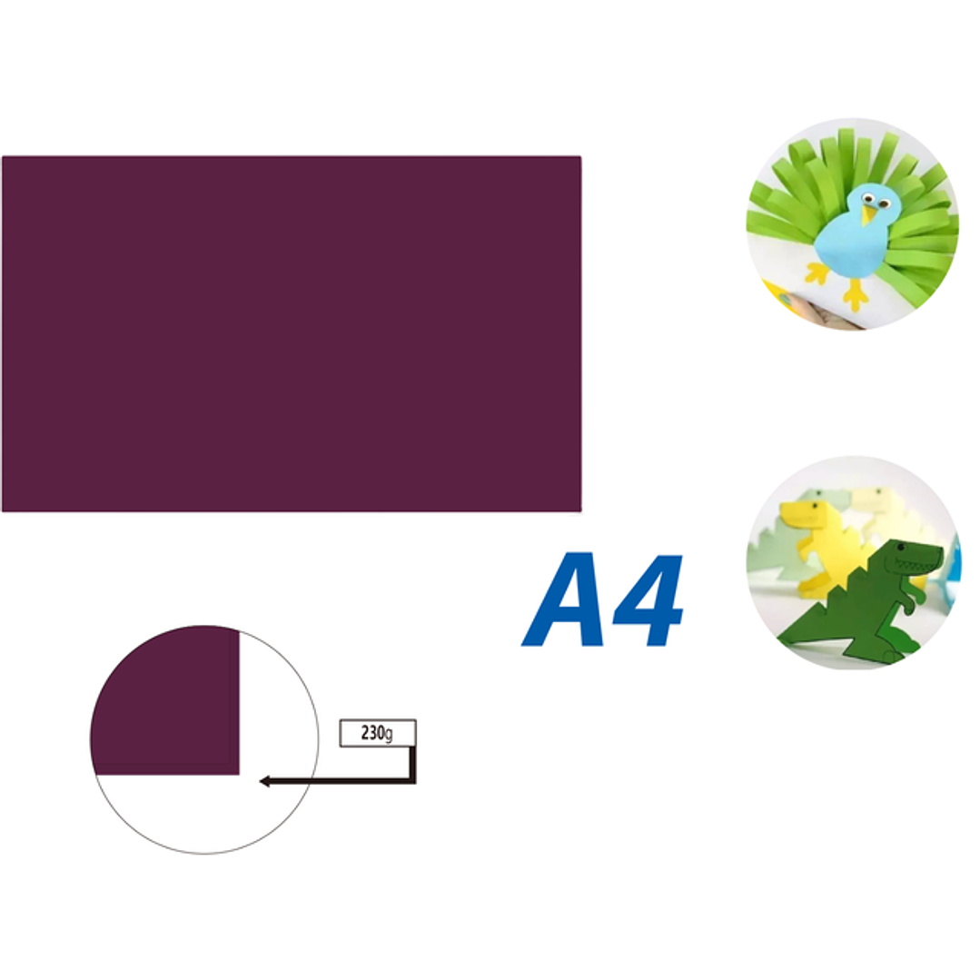 Cartulina Vino Rojo 50pcs A4 230G 21x29.7cm 1