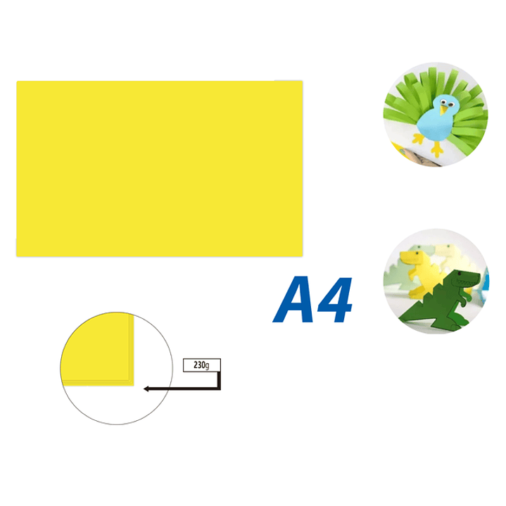 Cartulina Amarillo Claro 50pcs A4 230G 21x29.7cm 1