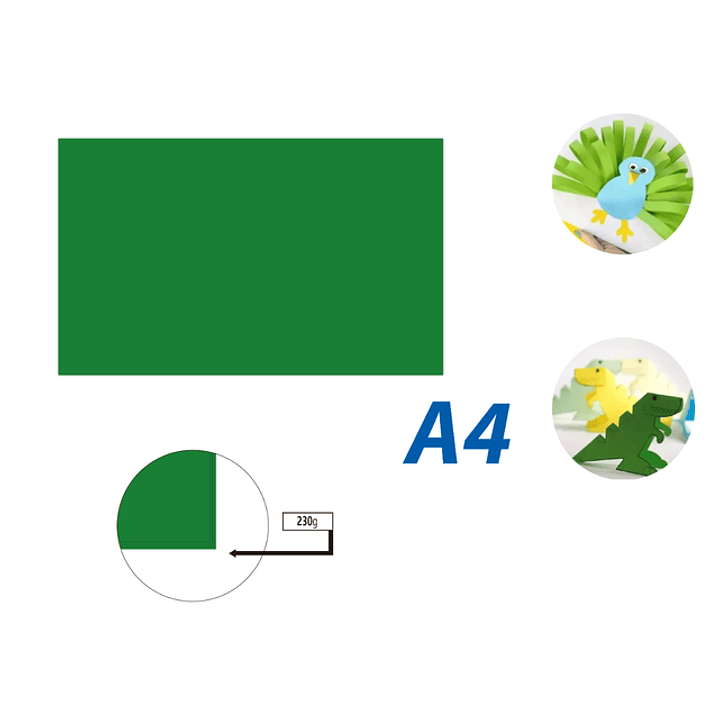 Cartulina Verde Oscuro 50pcs A4 230G 21x29.7cm 1