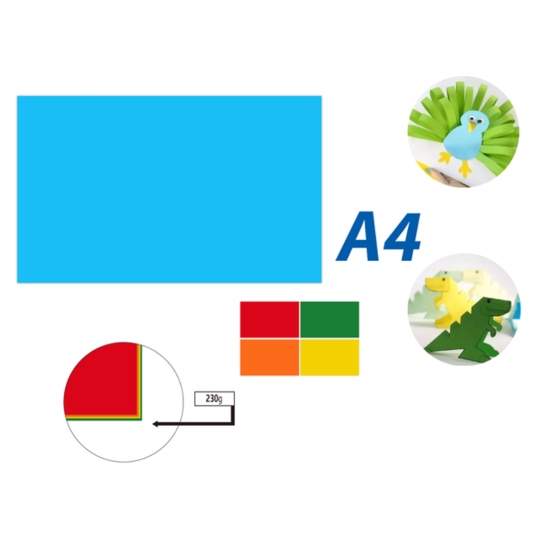Cartulina Multicolor 50pcs A4 230G 21x29.7cm 1