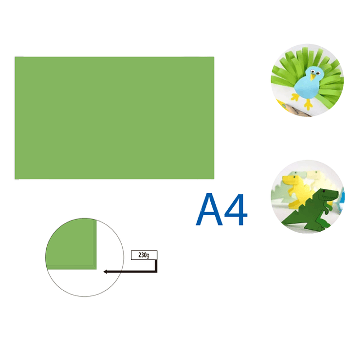Cartulina Verde Claro 50pcs A4 230G 21x29.7cm 1