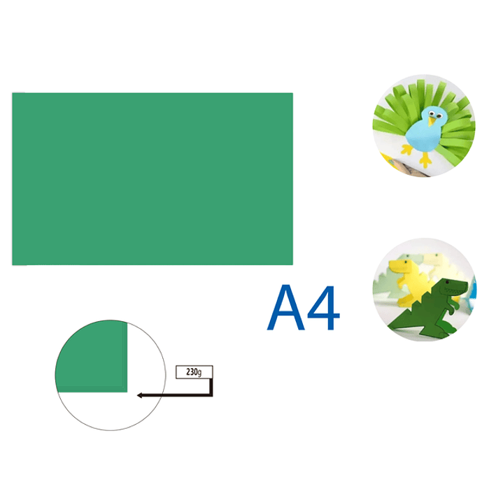 Cartulina Verde 50pcs A4 230G 21x29.7cm 1