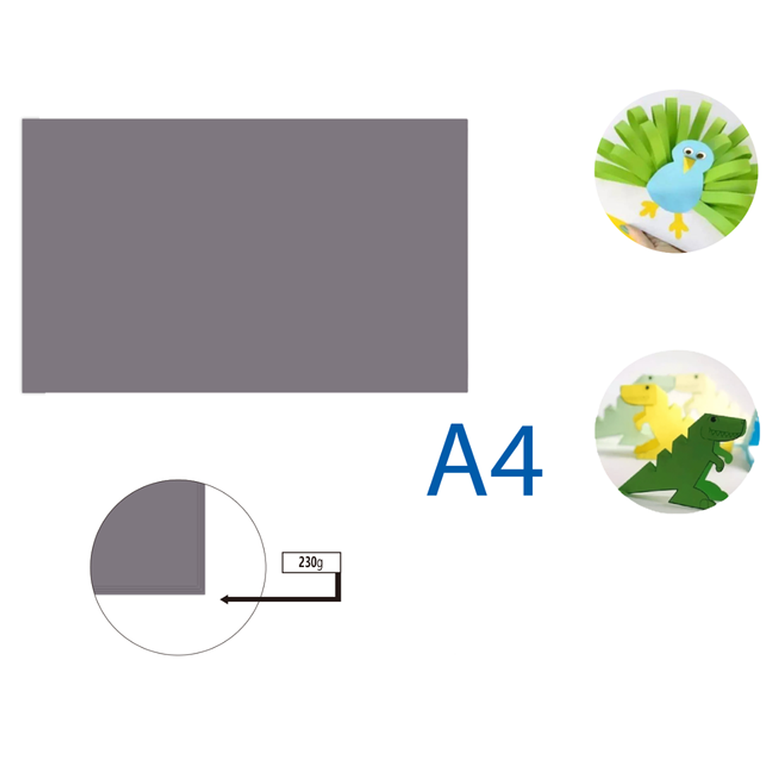 Cartulina Plata Gris 50pcs A4 230G 21x29.7cm 1