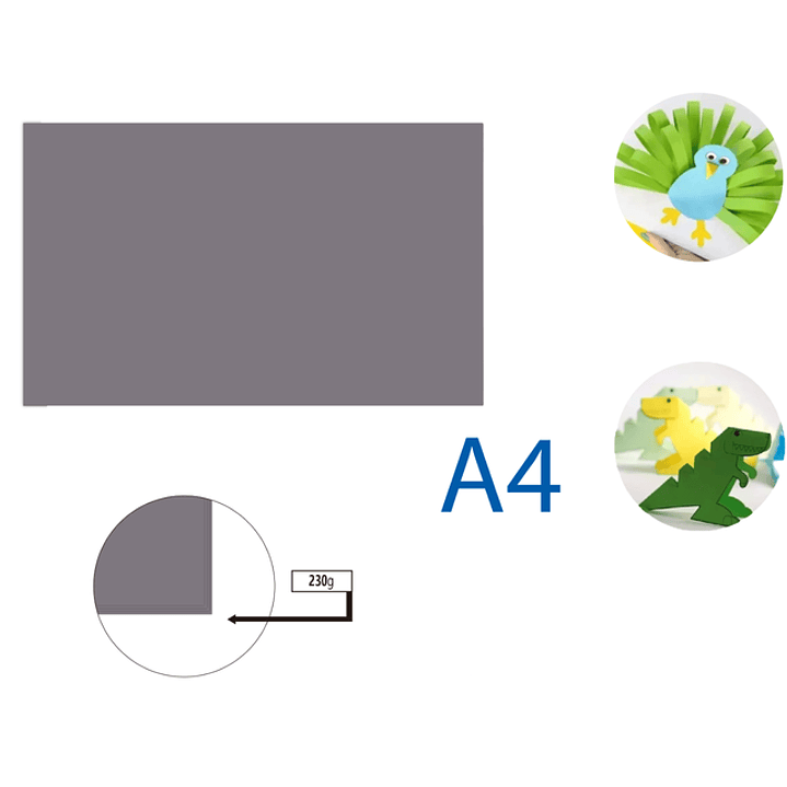 Cartulina Plata Gris 50pcs A4 230G 21x29.7cm 1